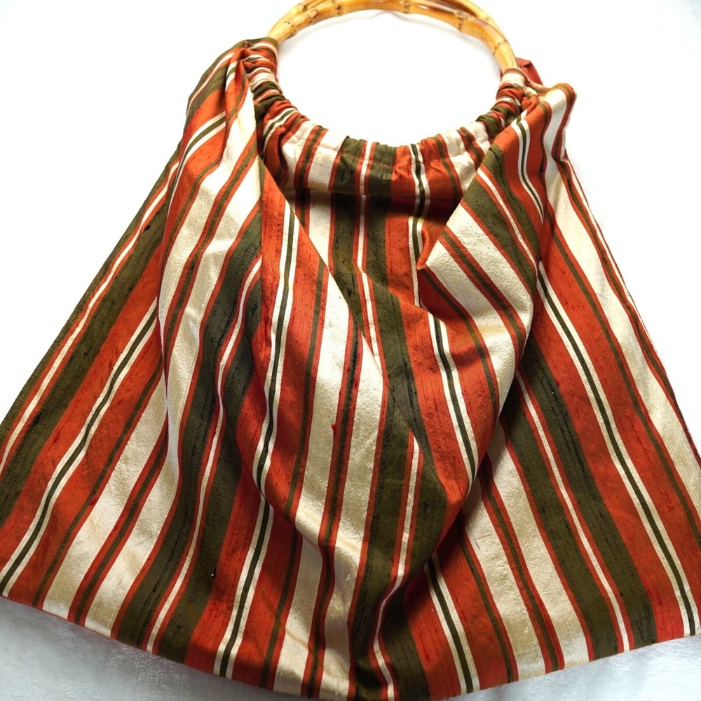 MayaBags Hand-Embroidered Bird of‎ Paradise Bamboo Handle Tote Bag
